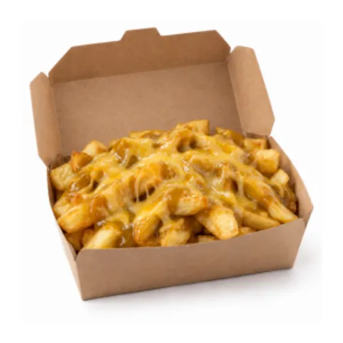 Hot Food To Go - Chips, Cheese & Curry Sauce