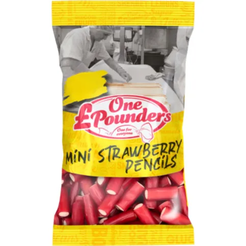 One Pounders Mini Strawberry Pencils 100g