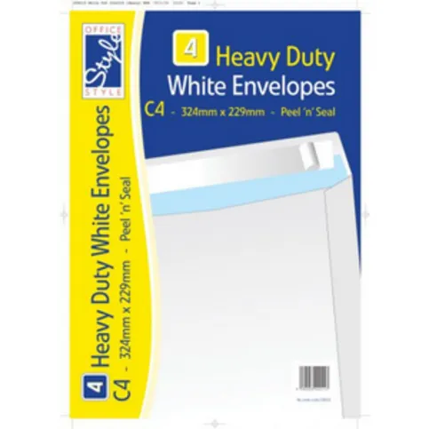 Office Style 4 Peel N Seal C4 White Envelopes 324mm x 229mm
