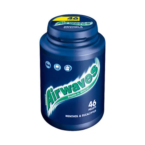 Airwaves Menthol & Eucalyptus flavour Sugar Free Chewing Gum Bottle 46 Pieces