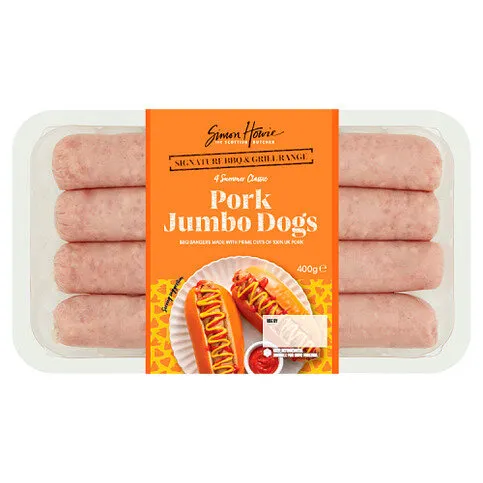 Simon Howie The Scottish Butcher 4 Summer Classic Pork Jumbo Dogs 400g