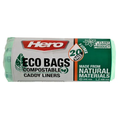 Hero 20 Bio Bags Compostable Bin Liners 5 Liters