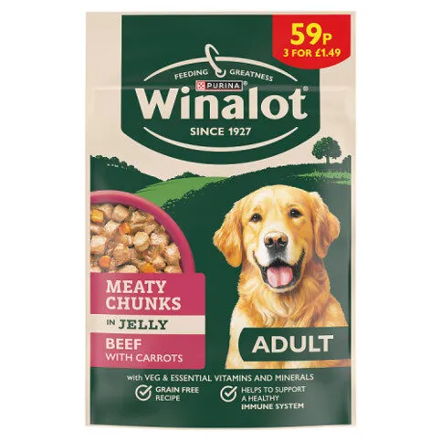 WINALOT Meaty Chunks Mixed in Jelly Beef Wet Dog Food 100g