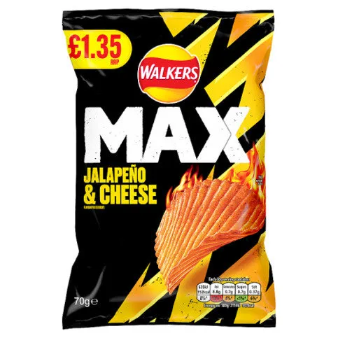 Walkers MAX Jalapeno & Cheese Sharing Crisps 70g