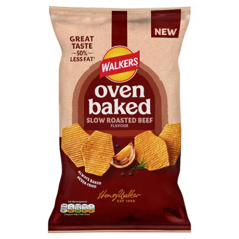 Walkers Baked Roasted Beef Snacks Sharing Crisps 150g