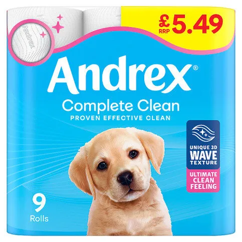 Andrex Complete Clean Toilet Paper 9 Rolls