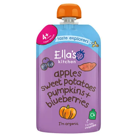 Ella's Kitchen Organic Sweet Potatoes, Pumpkin, Apples and Blueberries Baby Pouch 4+ Months 120g