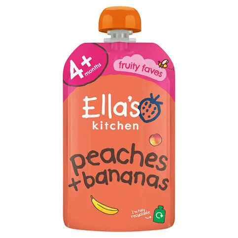 Ella's Kitchen Organic Peaches and Bananas Baby Pouch 4+ Months 120g